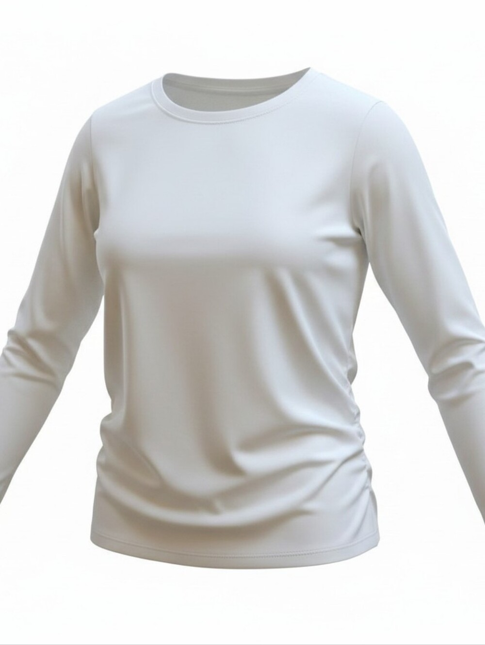 Trendy Queen Women's White Long Sleeve Basic Knit T-Shirt Size L